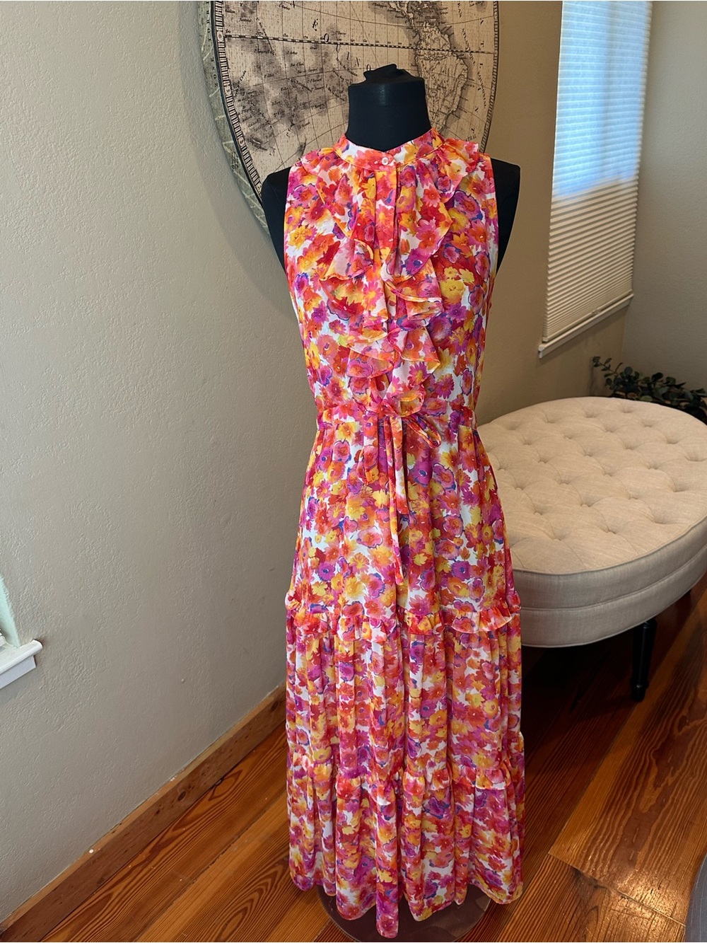 Misa Los Angeles Floral Maxi Dress in Pink & Yellow